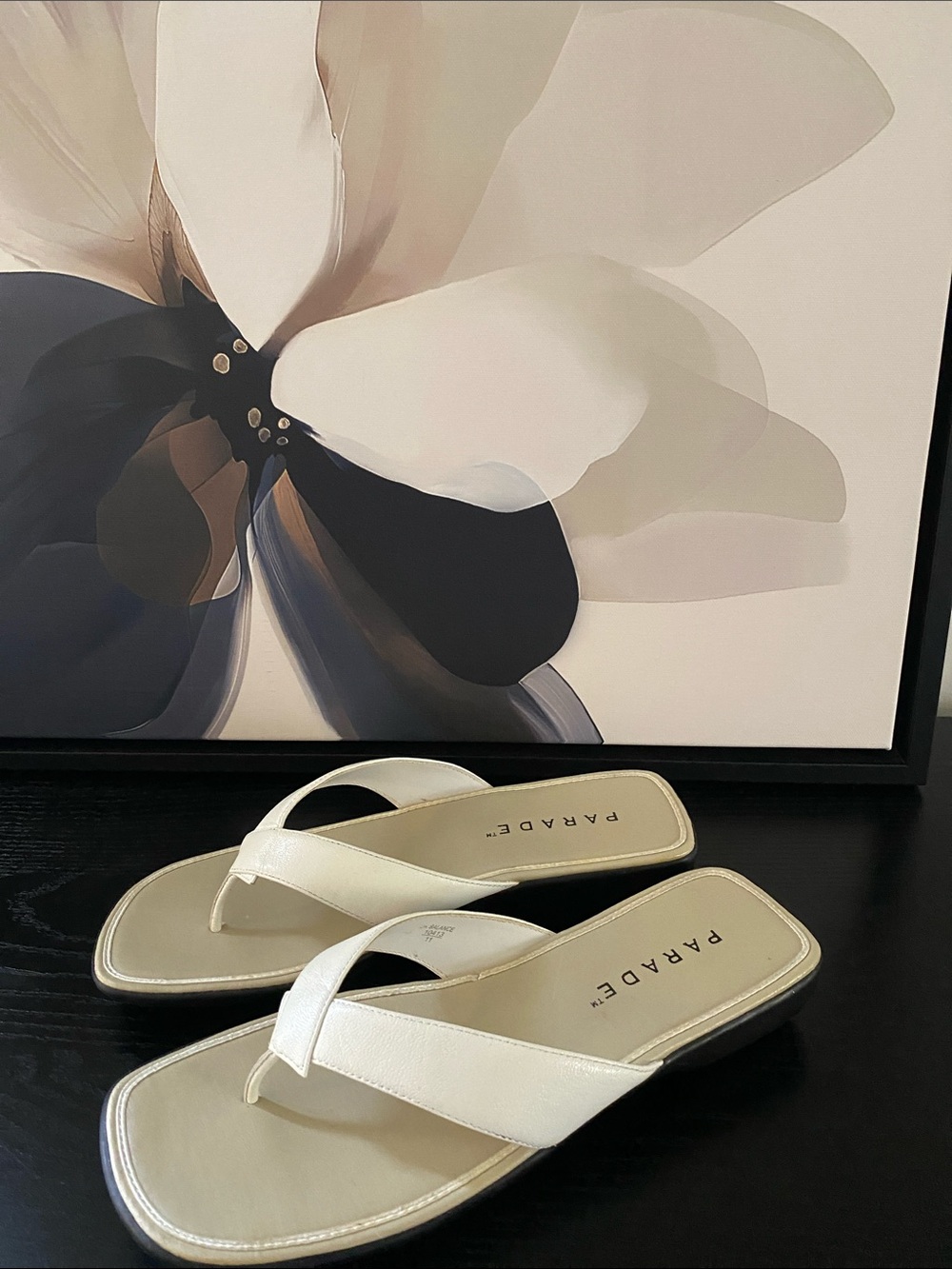 Parade White Leather Thong Sandals